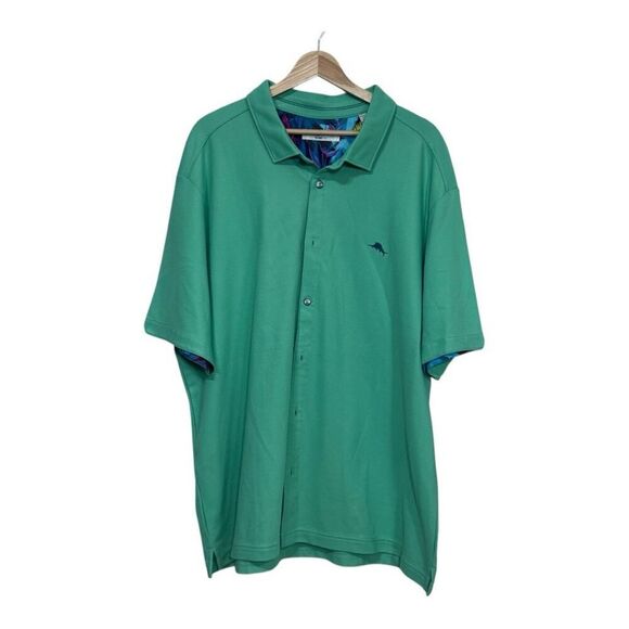 Tommy Bahama T225202 5 O'Clock IslandZone Camp Shirt Jade Cream XXXL NWOT - Picture 2 of 9